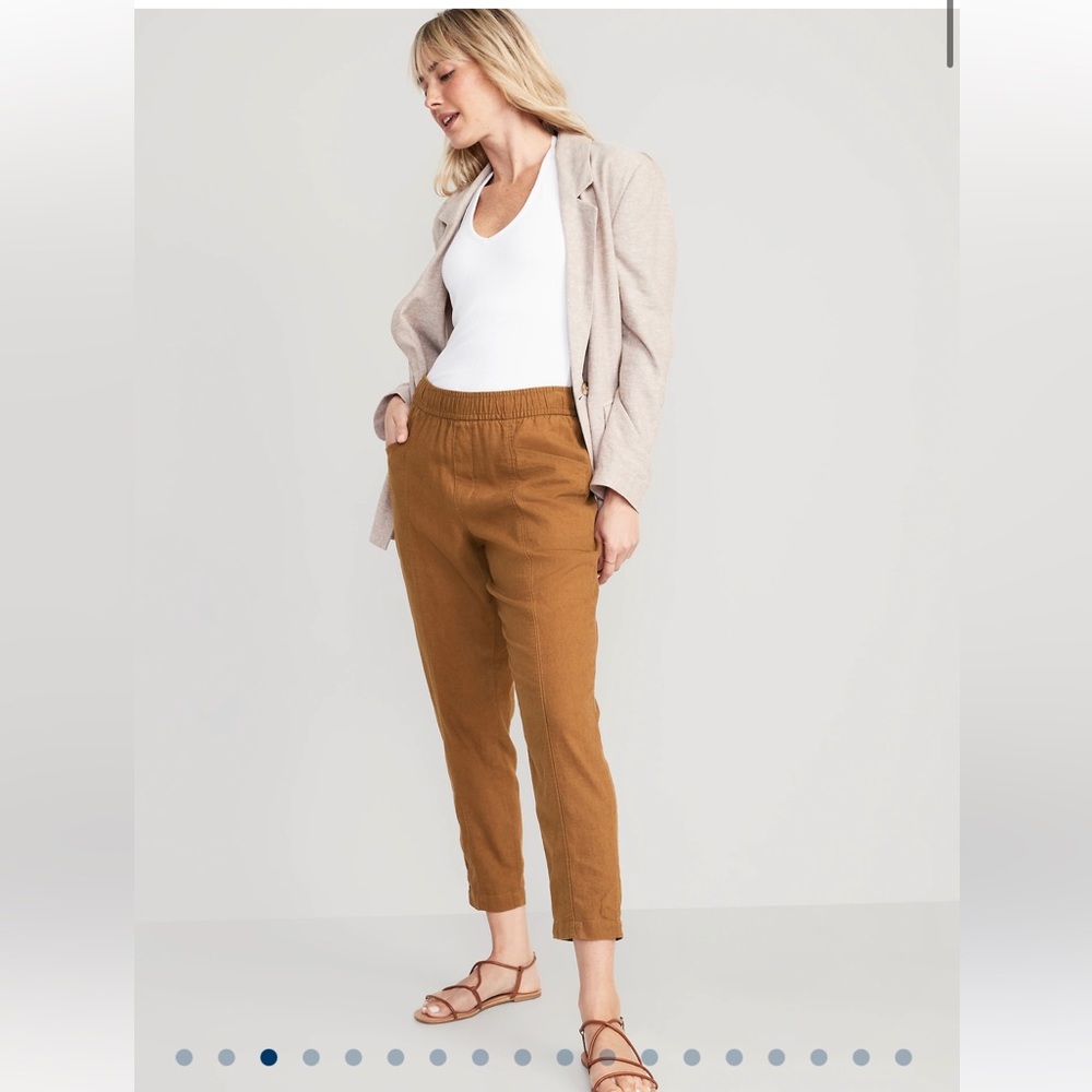 Old Navy High-Waisted Cropped Linen-Blend Tapered Pants